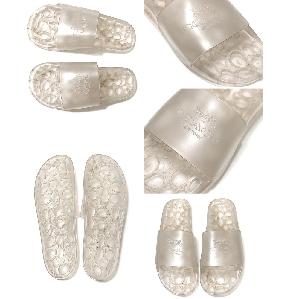 Coach Ulyssa Clear Rubber Slide Sandals Clear Signature Logo Womens Size 9